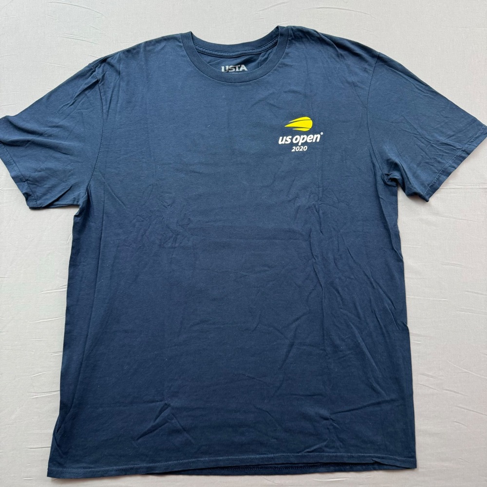 USTA US Open 2020 Tennis Graphic T-Shirt Mens XL Navy Blue Short Sleeve Cotton